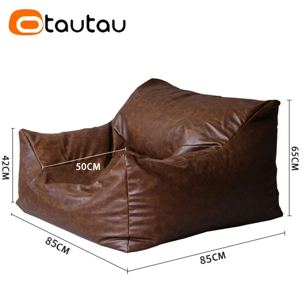 King Size Sitzsack Bezug aus Kunstleder – Bequemer Bean Bag Sofa Cover ohne Füllung für Gaming, Filme & Entspannung