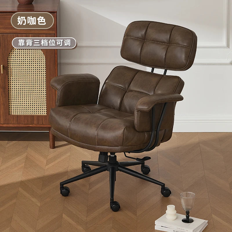 Verstellbarer Relax- & Bürostuhl aus PU-Leder mit Ottoman – Drehbarer Fernsehsessel mit Armlehnen für Home Office & Heimkino