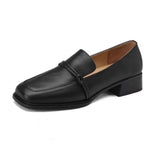 Classic Loafers Damen – Echtes Rindsleder, Quadratische Zehen, Slip-On Retro Pumps, Handgefertigte Freizeitschuhe Größe 40