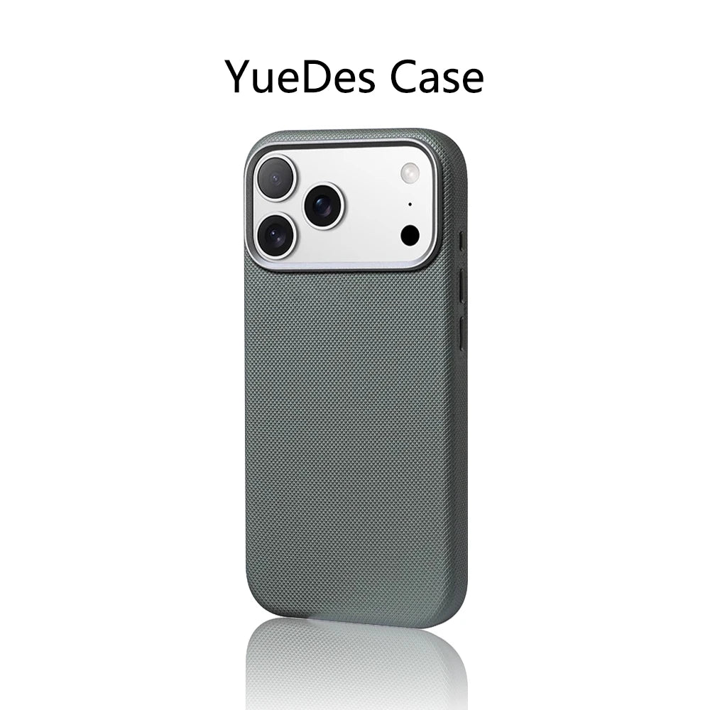 Luxus Lederhülle mit Diamant-Textur & MagSafe für iPhone 13–17 Pro Max – Full Cover Case mit Metall-Kamera­schutz & Wireless Charging
