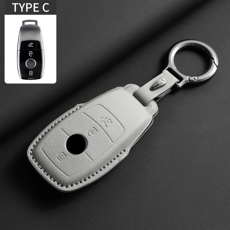 Vollumschließende Flip Leder Autoschlüssel Hülle für Mercedes-Benz – Premium Key Case Cover für A, C, E, S, G-Klasse, GLC, CLA, GLB, GLS, GLA (W177/W205/W213/W222/X167)
