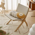 Sattel-Lounge Chair aus Eiche &amp; Rattan – Hochwertiger Freizeitstuhl mit Lederoptik für Balkon, Wohnzimmer &amp; Leisure Area