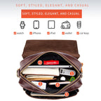 BULLCAPTAIN Herren Leder Schultertasche – Sac à bandoulière rétro business avec grande capacité