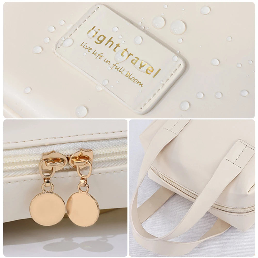 PU Kosmetiktasche mit Griff – Wasserdichte Make-up & Kulturbeutel, multifunktional, leicht & kompakt
