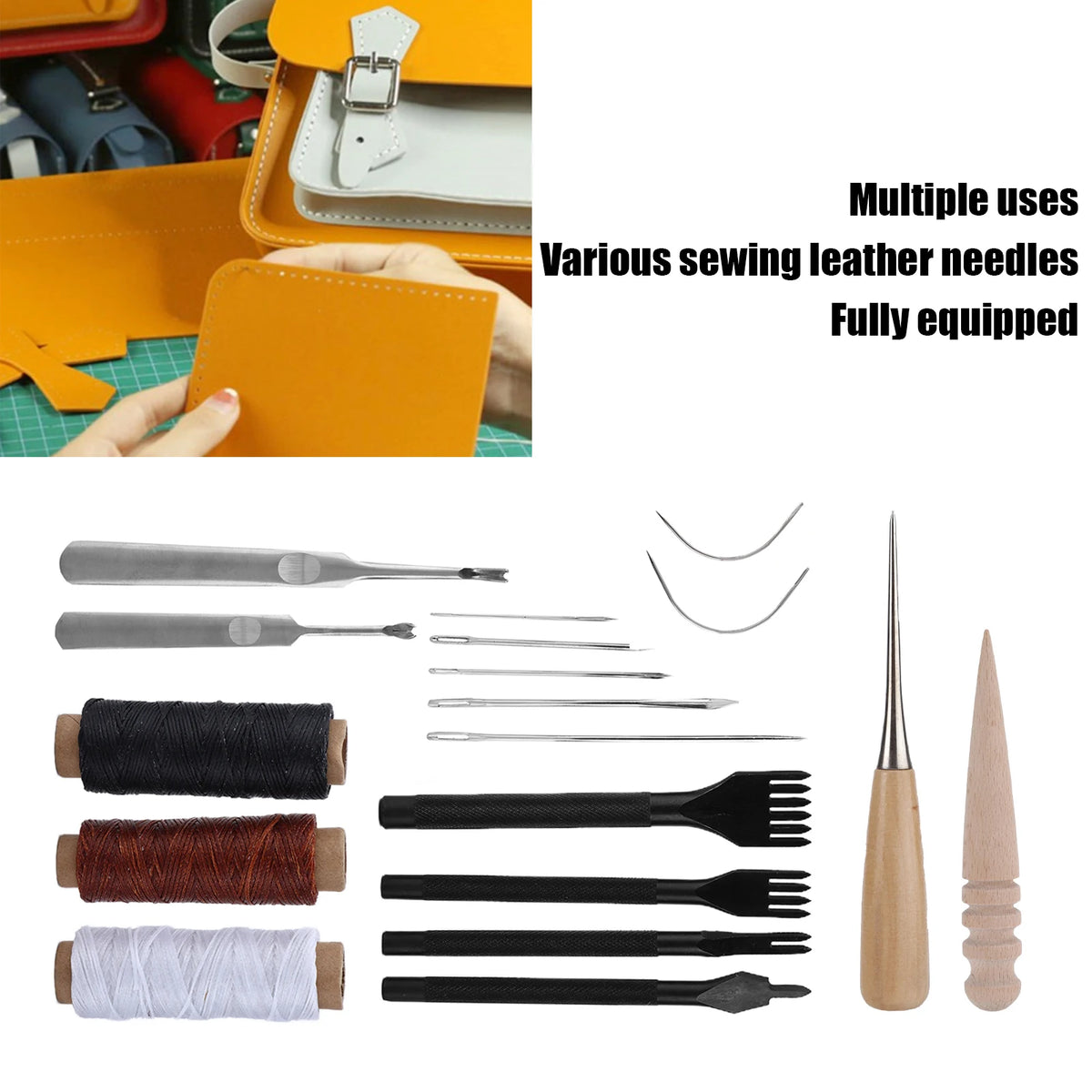 18-teiliges Leder Werkzeug Set – Vielseitiges Leder Nähset für Denim, Teppich, Polster & DIY Lederarbeiten