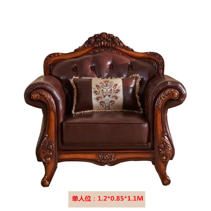 Luxuriöses Europa Ledersofa für Wohnzimmer – U-förmiges Designer-Sofa aus echtem Rindsleder & Massivholz im skandinavischen Stil