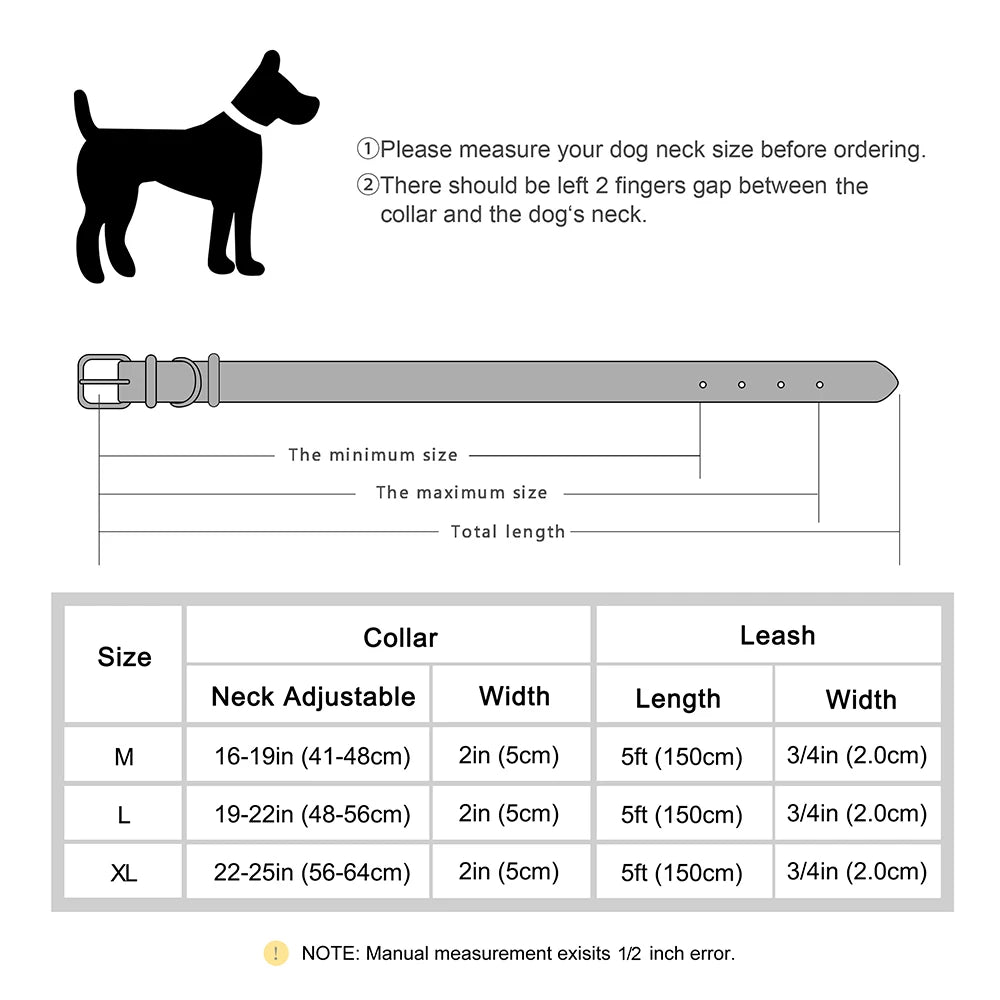 Luxus Leder Hundehalsband & Leinen Set – Breites, gepolstertes Echtleder mit Metallnieten für große & kräftige Hunde