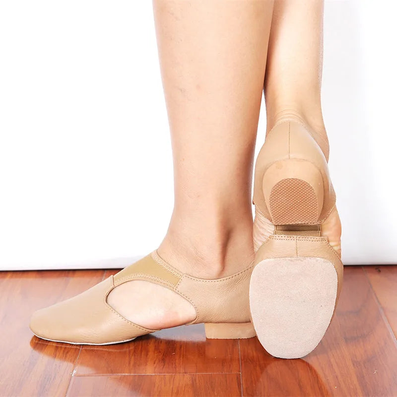 Chaussures de danse jazz en cuir véritable pour femmes – Chaussures de danse extensibles pour ballet, jazz et entraînement, baskets de danse modèle 1305 