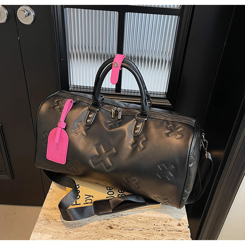 Damen PU Leder Gym & Travel Bag – Modische Fitness-, Yoga- & Reisetasche im Boston-Stil, Sport Duffle & Schulter Tote Bag