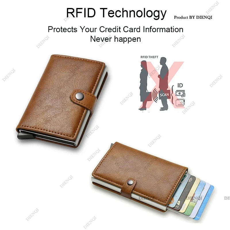 Carte RFID en cuir – Portefeuille fin avec protection de sécurité pour cartes de crédit, cartes bancaires et australiennes
