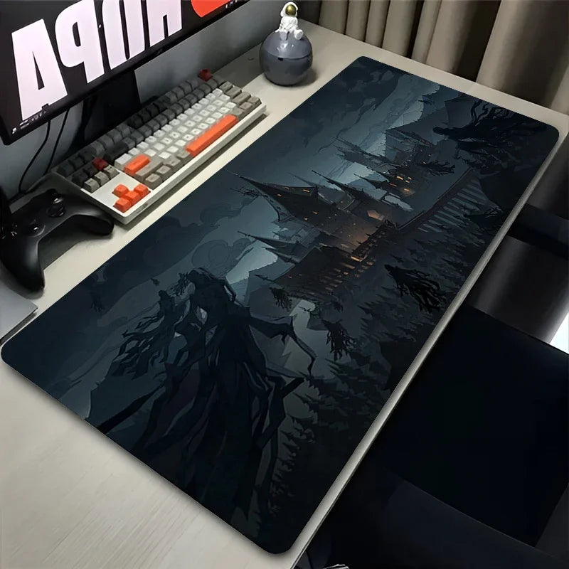 XXL Gaming Mousepad mit Anime Schloss Motiv – Großes Desk Mat 900×450 mm, Rutschfestes Mauspad & Tastaturunterlage für PC & Laptop