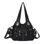 Angelkiss Damen Schultertasche aus PU-Leder – Große Hobo Handtasche mit Reißverschluss, Crossbody & Satchel für Alltag & Party