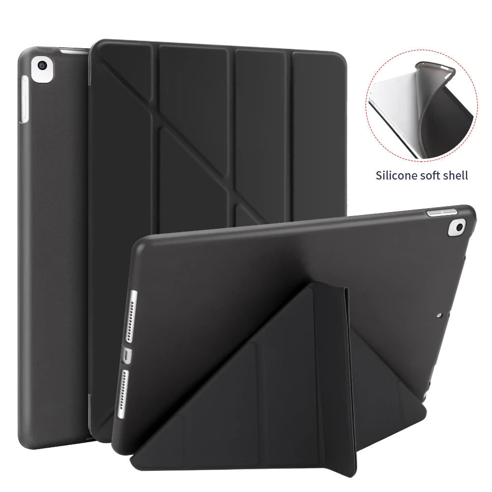 Premium Leder iPad Hülle mit Silikon-Backcover – Slim Smart Case mit Auto Wake/Sleep & Standfunktion für iPad 9.7–10.9 Zoll