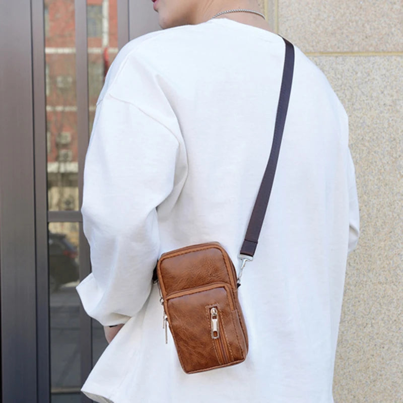 Herren PU-Leder Schultertasche – Multifunktionale Crossbody & Clutch Bag für Alltag und Freizeit