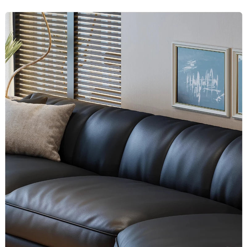 Canapé-lit en cuir minimaliste moderne – Design italien-nordique pour les femmes, canapé de salon luxueux en forme de L 