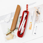 Handgefertigtes PU Leder Stifteetui mit Reißverschluss – Minimalistischer Pen Holder für 3–4 Stifte, Schule &amp; Büro 