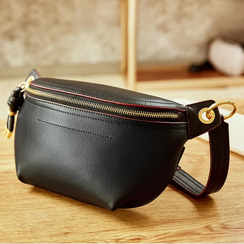 MAHEU Damen Echtleder Bauchtasche – Sportliche Fanny Pack & Chest Bag für Outdoor, Reisen und Alltag