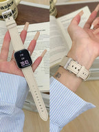 Brazalete de cuero con bucle para Apple Watch – Brazalete de cuero elegante y deportivo para iWatch para damas y unisex de 38 a 49 mm