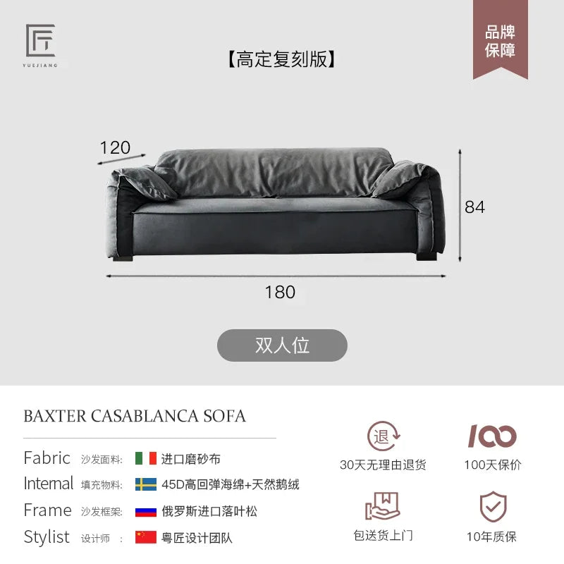 Luxuriöses Designer Ledersofa im italienischen Minimalismus – Grand canapé-lit moderne avec chaise longue, style scandinave, configuration individuelle