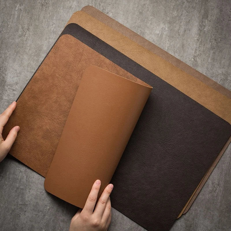 Light Luxury PU-Leder Tischset Coffee Brown – Wasserdichte, ölbeständige & hitzeisolierende Platzmatte im japanischen Stil (40 × 30 cm)