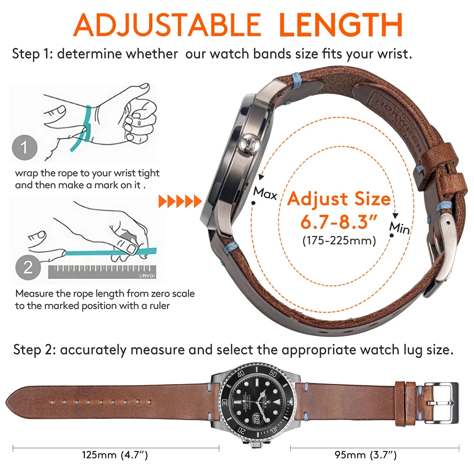 HEMSUT Horween Leder Uhrenarmband mit Quick Release – Vintage Watch Strap aus Premiumleder 18 mm–22 mm mit Dornschließe für Herren & Damen