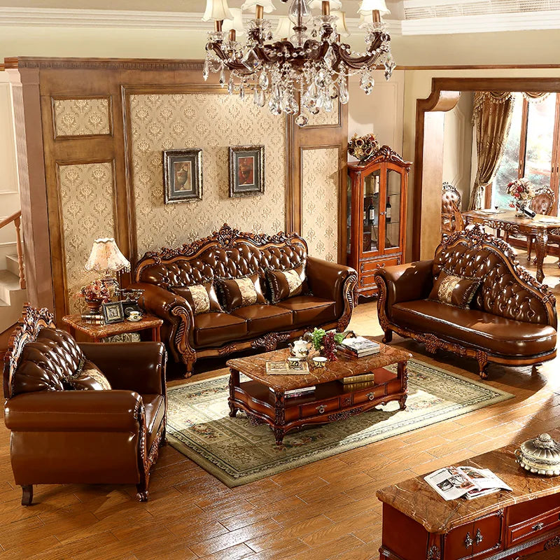 Europäisches Designer Leder-Ecksofa im Mid-Century-Stil – U-Form Wohnlandschaft aus Rindsleder mit Schlaffunktion, hochwertiges Luxussofa für das Wohnzimmer