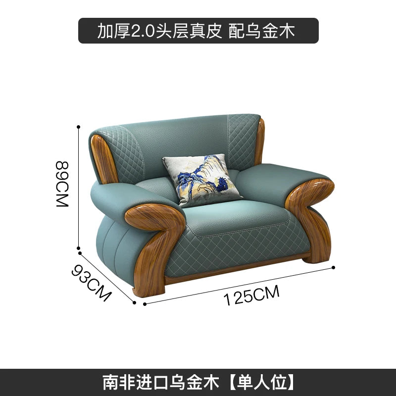 Nordisches Leder-Ecksofa im minimalistischen Design – Modulares L-/U-Form Lounge-Sofa aus Echtleder mit Massivholzfüßen