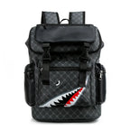 Herren PU Leder Rucksack mit Shark-Design – Modischer Laptop- & Schulrucksack für Studium, Reise & Alltag