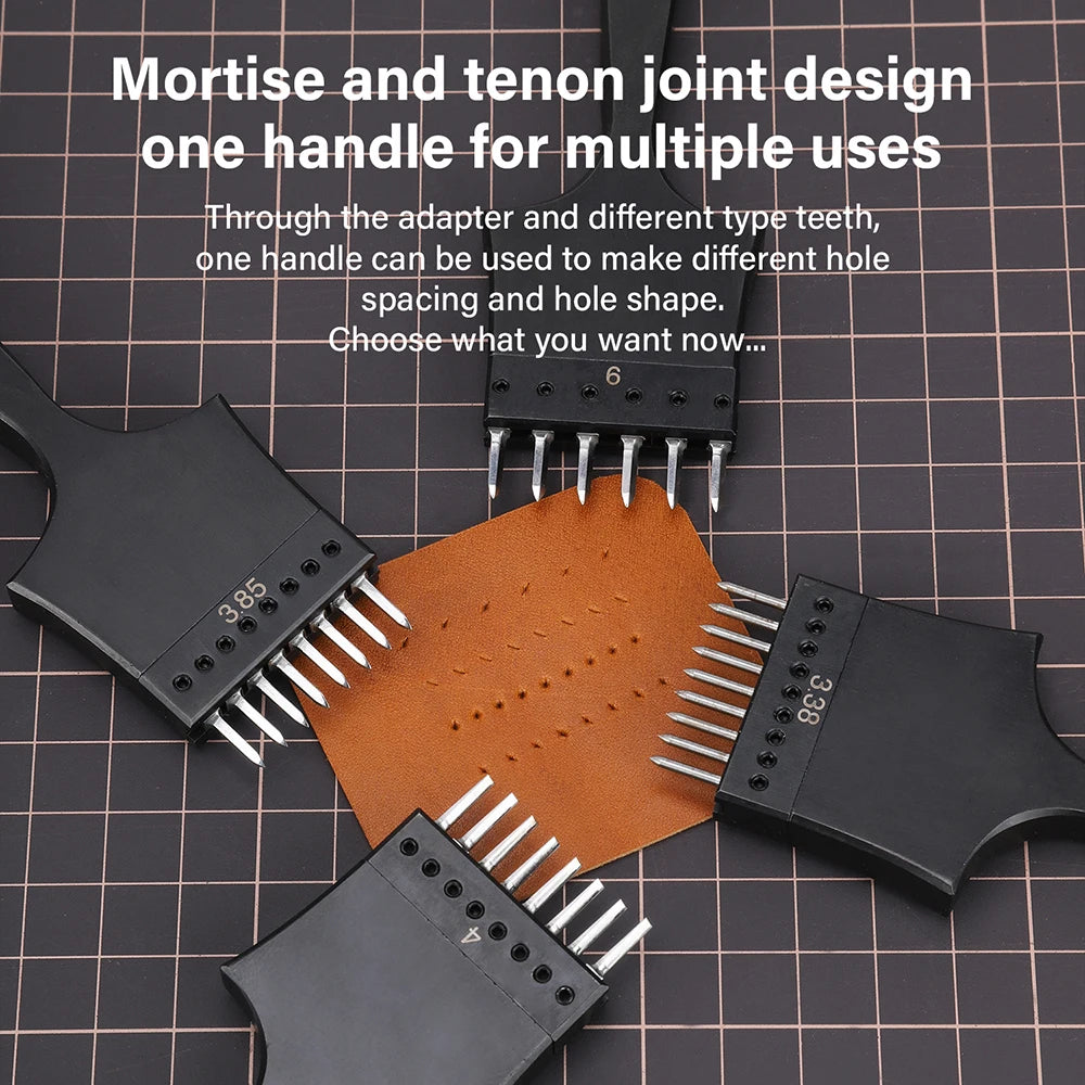WUTA Modulares Adapter- & Schlagkopf-System für Lederwerkzeuge – Austauschbare Loch- & Stichaufsätze aus Edelstahl