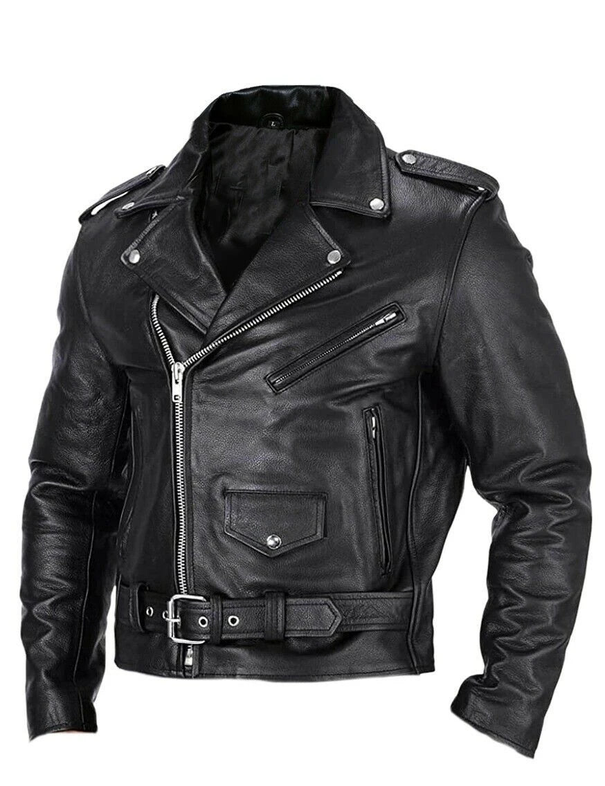 Herren PU-Lederjacke Slim Fit mit Stehkragen – Winddichte Motorradjacke im Punk Style mit diagonalem Reißverschluss für alle Jahreszeiten