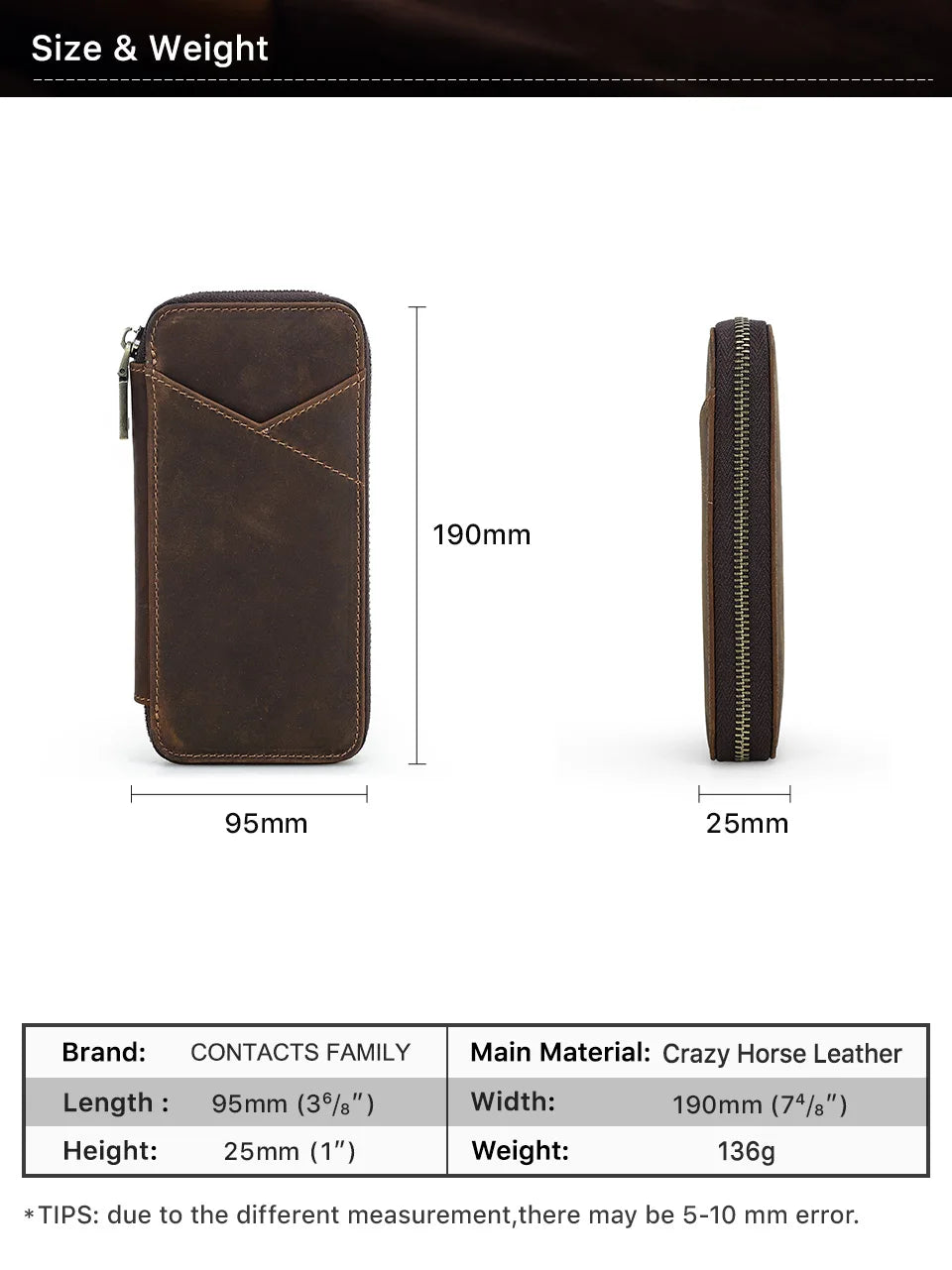 Handgefertigtes Leder Stifteetui mit 4 Fächern – Vintage Crazy Horse Pen Case mit Reißverschluss für Füllfederhalter & Büro