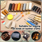 IMAZY Leder Nähset für Polster &amp; Reparatur – Komplettes Handnäh-Werkzeugset mit gewachstem Garn, Nadeln &amp; Ahlen 