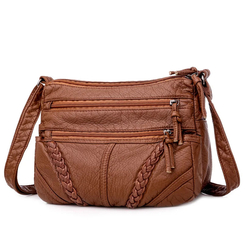 Vintage PU-Leder Schultertasche – Retro Crossbody Bag für Damen, Weiches Leder, Große Kapazität