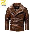 Chaqueta de cuero de PU para hombre de invierno con Fellkragen: cálida, chaqueta de motorizada aus Kunstleder im Biker-Stil 