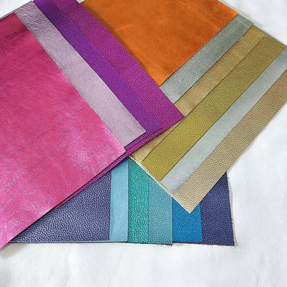 Metallisch glänzendes Echtleder Rindsleder – Gold & Silber Top Layer Leder 20 × 30 cm für DIY Taschen & Accessoires