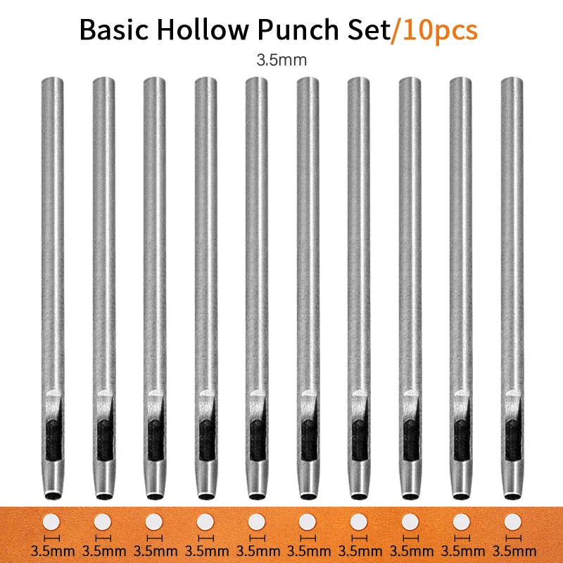 WUTA Runde Lederloch Stanzen Sets – 5–15 tlg. Hohlstanzer aus Carbonstahl für Uhrenarmbänder, Gürtel & DIY-Arbeiten