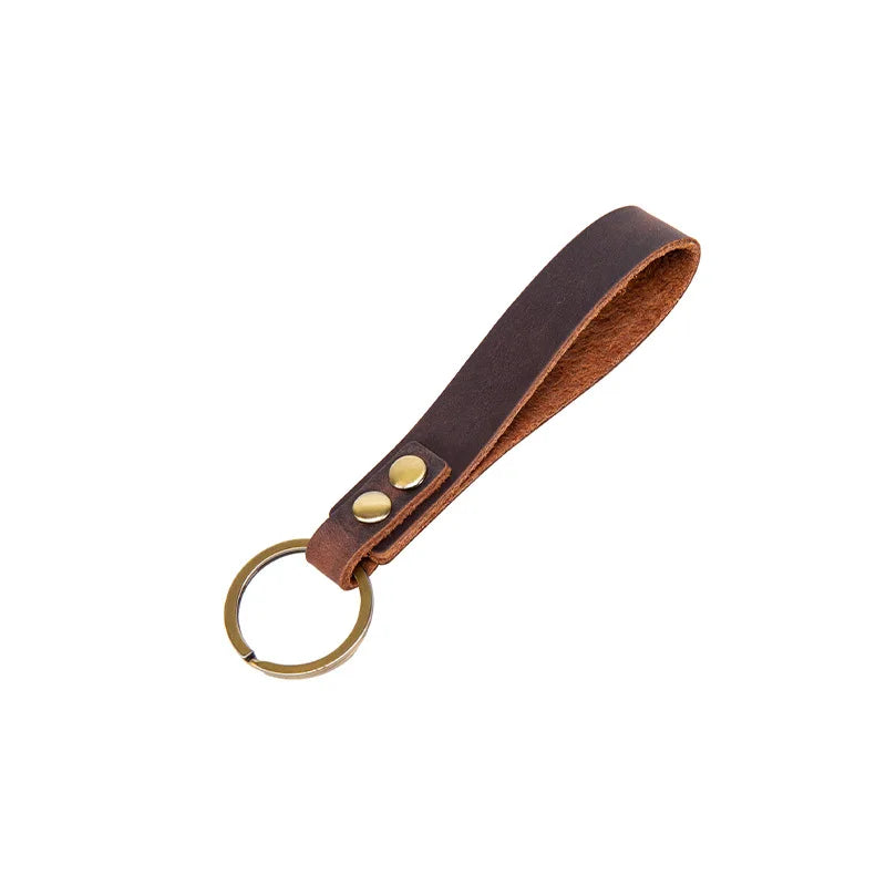 Klassischer Vintage Leder Schlüsselanhänger aus Rindsleder – Eleganter Auto-Keychain für Herren & Unisex mit Metallring Modell K5057