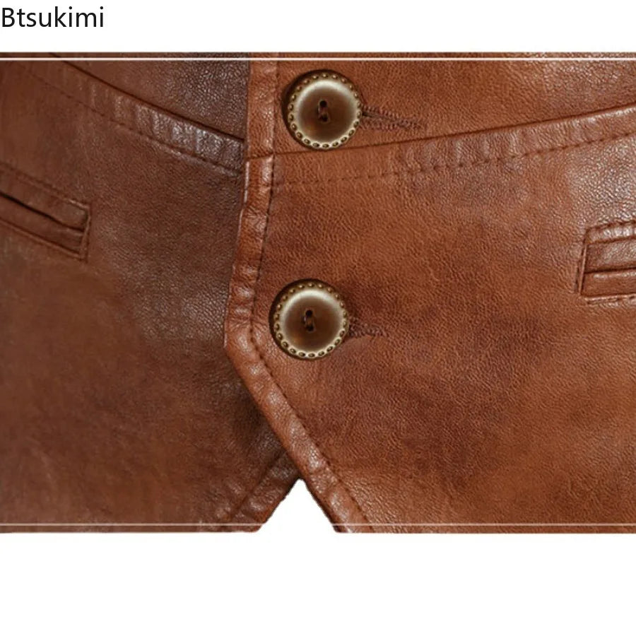 Herren PU Lederweste bis 7XL – Korean Style Slim Fit, ärmellose Business & Party Weste mit V-Ausschnitt