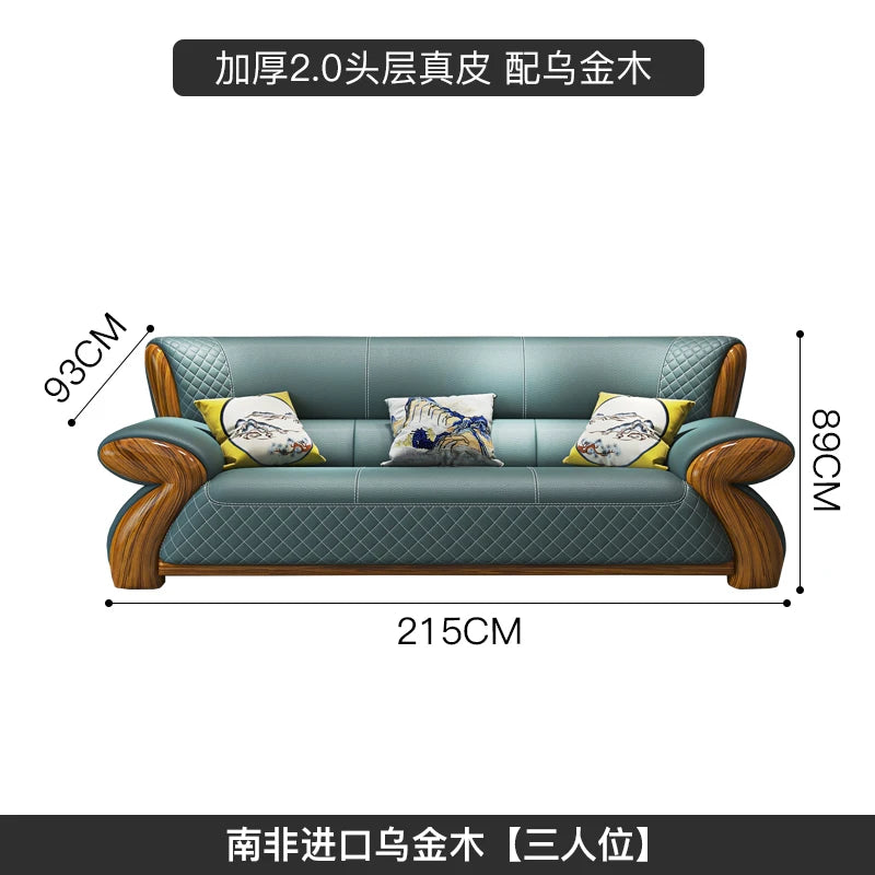 Nordisches Leder-Ecksofa im minimalistischen Design – Modulares L-/U-Form Lounge-Sofa aus Echtleder mit Massivholzfüßen