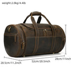 MAHEU Große Leder Reisetasche für Herren – Vintage Weekender aus echtem Crazy Horse Rindsleder, handgefertigte Duffle Bag 58 cm