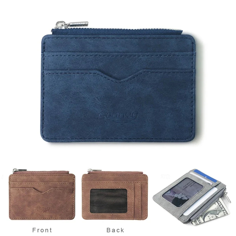 Mini Reise Kartenetui aus PU-Leder – Kompakte Geldbörse mit Echsenprägung, Sichtfenster & Reißverschluss für Damen & Herren