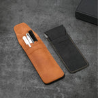 Handgefertigte PU-Leder Stiftehülle im Vintage-Design – Frosted Pencil Case für Füllfederhalter & Schreibgeräte | Schlankes Leder Stifteetui für Schule & Büro