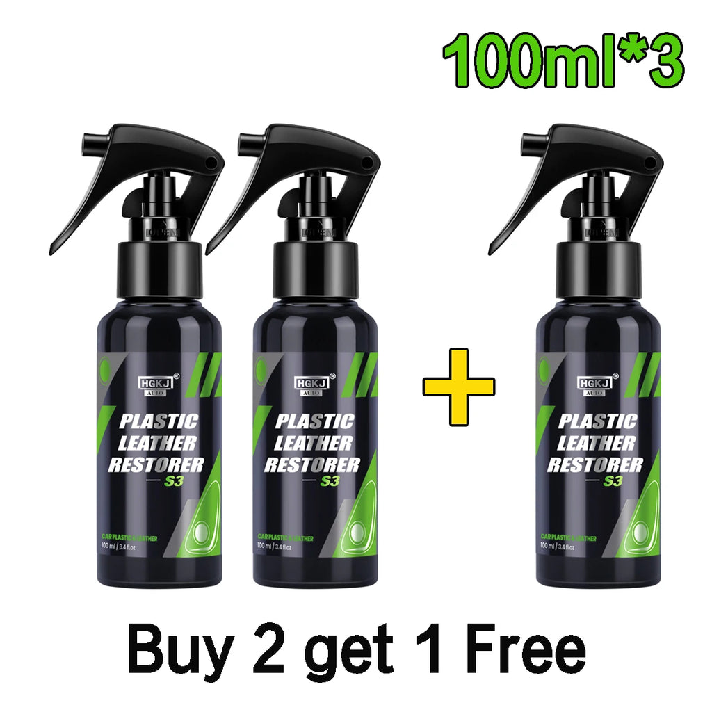HGKJ S3 Kunststoff- & Leder Restorer Spray – Back to Black Pflege, Glanz & Schutz für Auto Innen- & Außenflächen