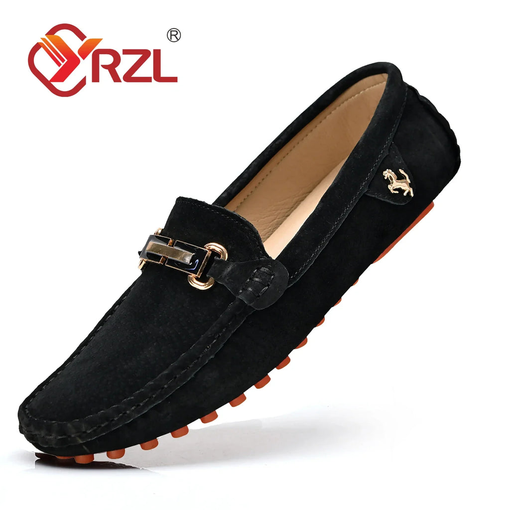 YRZL Herren Wildleder Loafer – Weiche Driving Mokassins en cuir véritable, Slip-On Flats en Übergrößen bis 48 