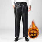Pantalon en cuir PU d'hiver pour hommes – Pantalon chaud et épais avec élastique dans un style chic et décontracté