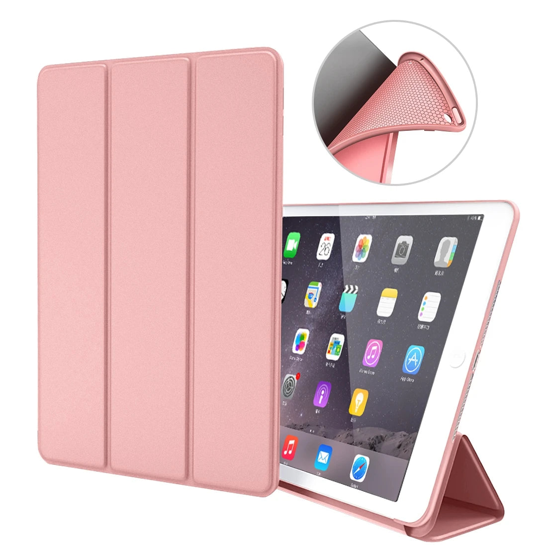 Smart Wake Lederhülle für iPad 9.7 Zoll (2017, 5. Generation) – Tri-Fold Flip Cover mit Standfunktion für A1822 & A1823