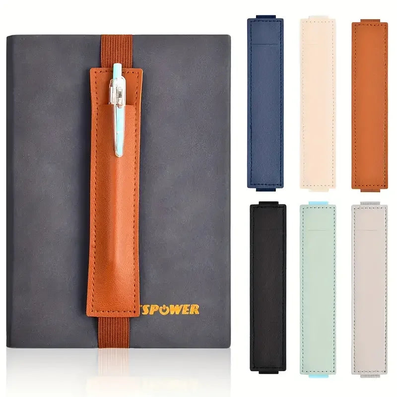 Support en cuir avec bande élastique – Porte-stylo pratique pour carnet de notes, raboteuse et calendrier (1–2 pièces) 