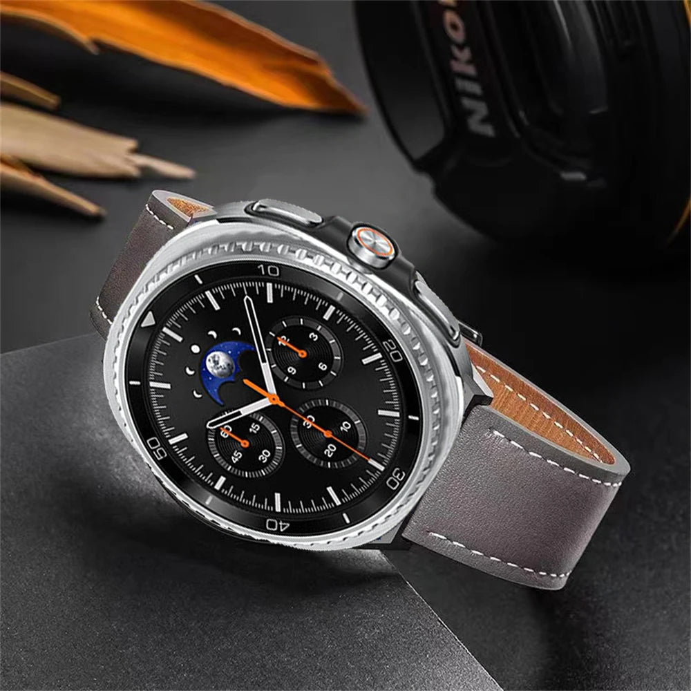 Leather Watch Strap For Samsung Galaxy Watch 8 40/44mm/ 8 Classic 46mm Adjustable Wrist Bands For Samsung Watch8 Bracelet Correa