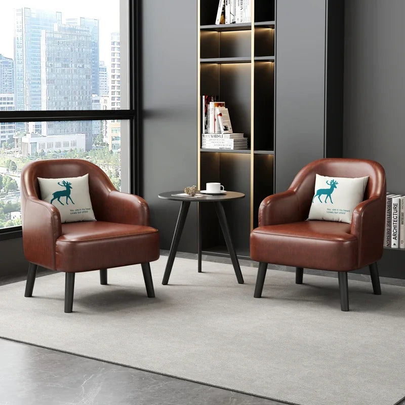 Moderner Lounge-Sessel aus Kunstleder – Bequemer Einzelsessel für Wohnzimmer, Schlafzimmer &amp; Büro, kompakter Relax- &amp; Accent Chair