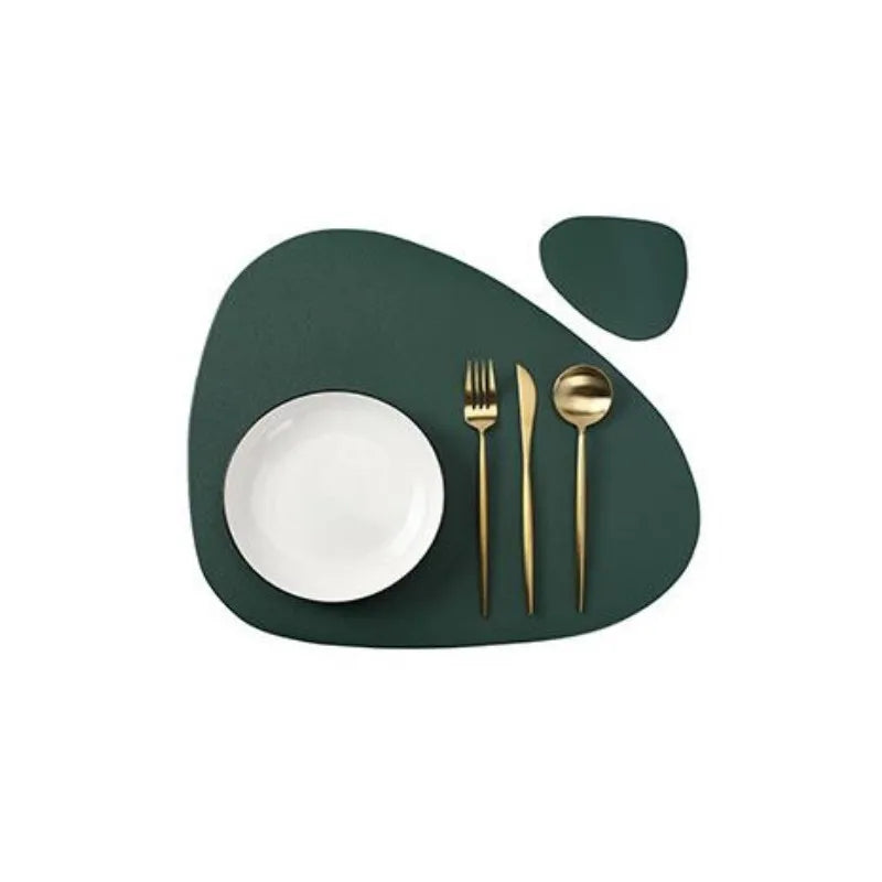 Schwarzes Platzset & Untersetzer Set aus Kunstleder – Runde & ovale Tischsets, wasserfest & hitzebeständig | Elegante Tischdeko für Zuhause & Weihnachten